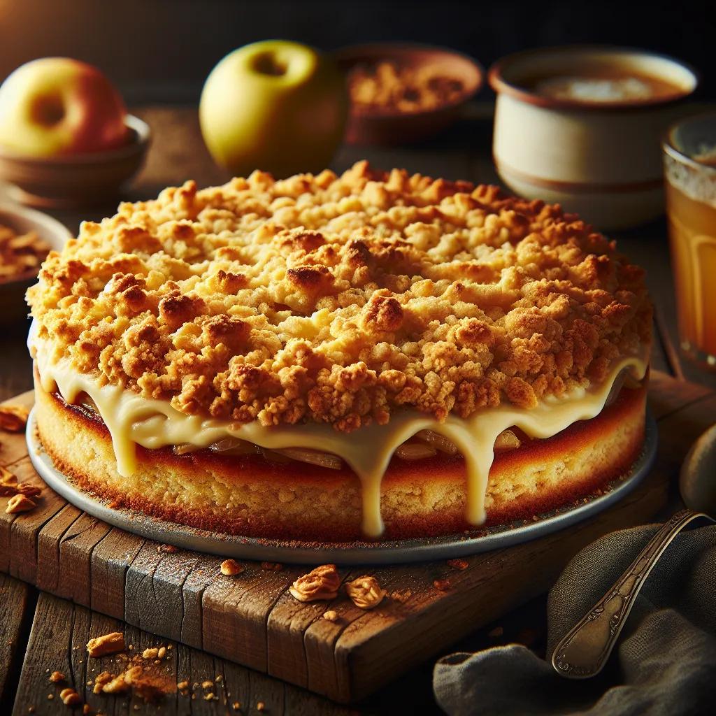 Apfelstreuselkuchen mit Pudding