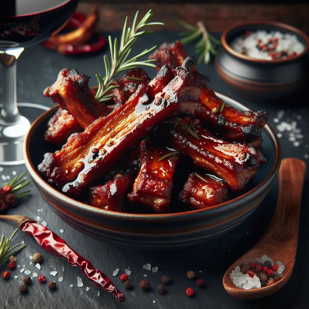 Balsamico-Schweinerippchen mit Rotwein