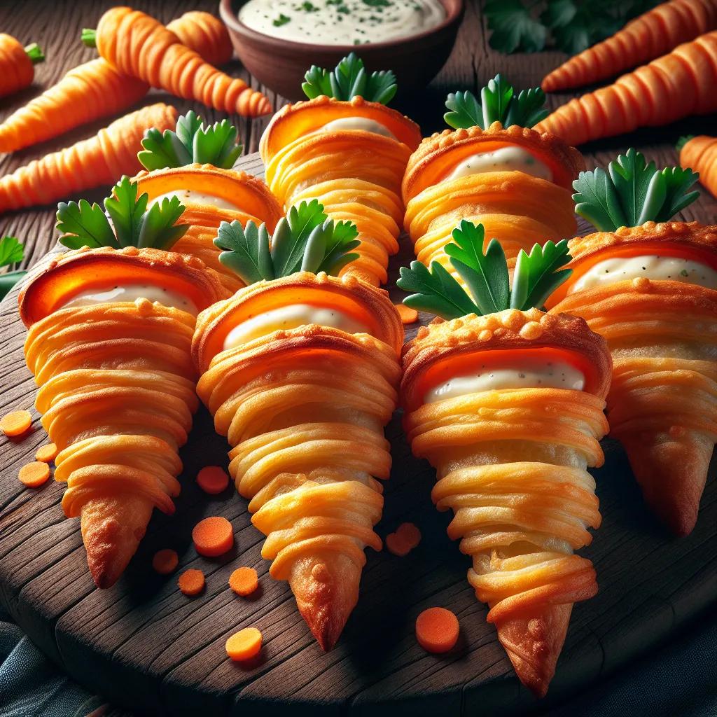 Blätterteig-Möhren mit Frischkäse-Dip