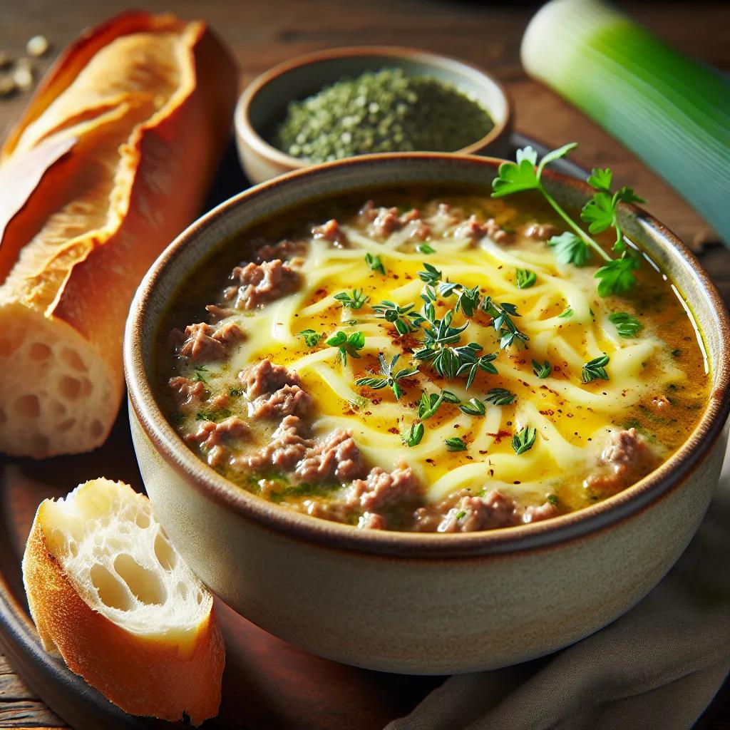 Cremige Hackfleisch-Lauch-Suppe