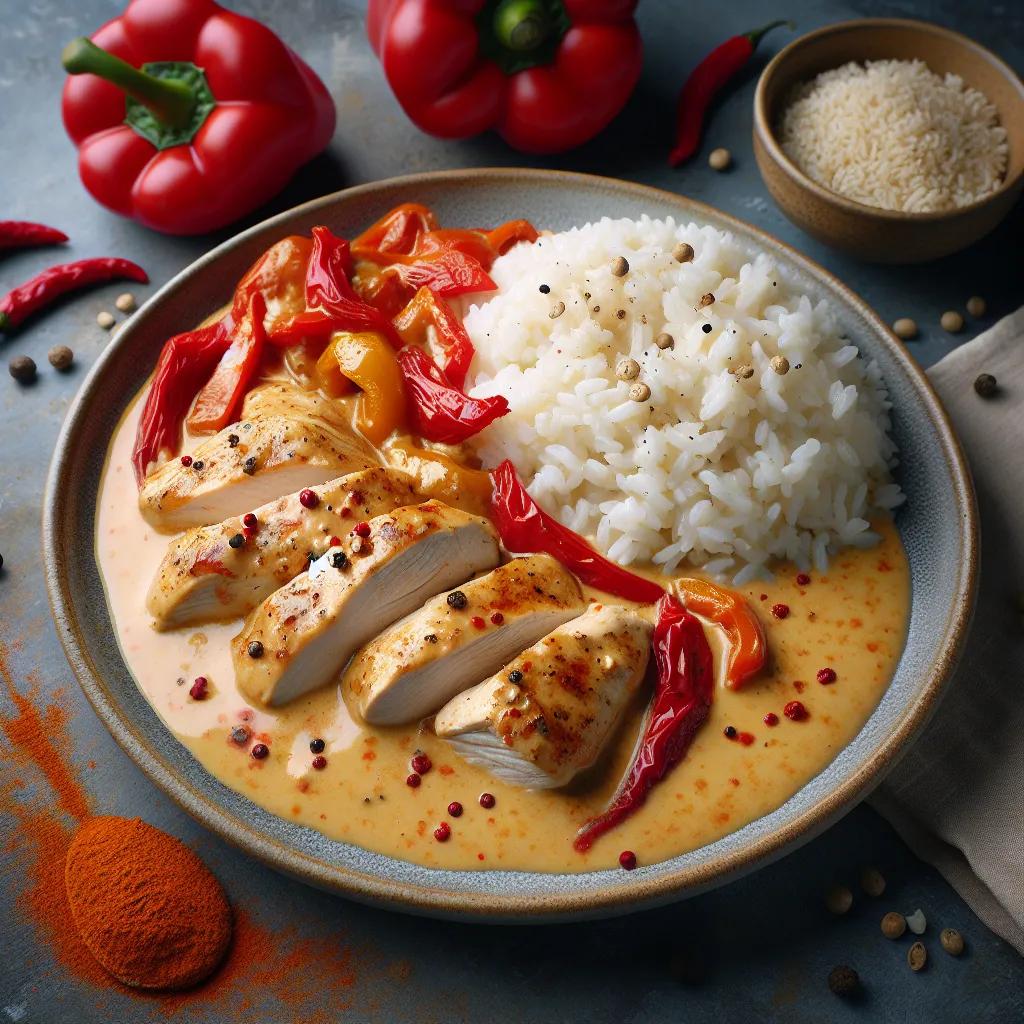 Cremige Hähnchenbrust mit Reis