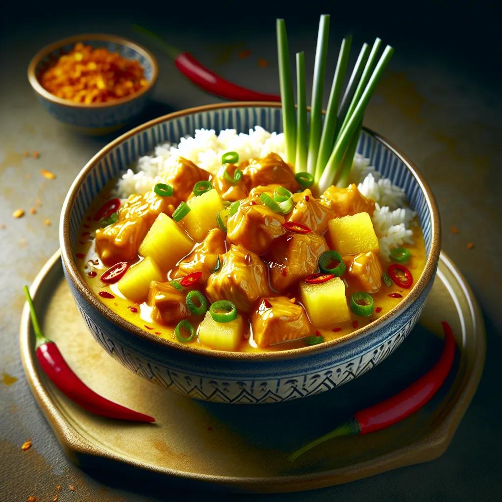 Cremiges Honig-Curry mit Ananas und Reis