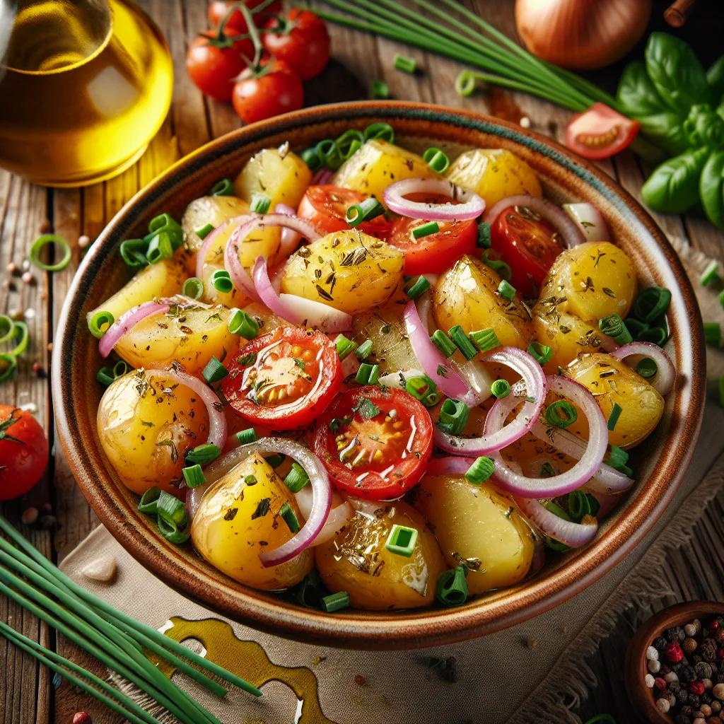 Kartoffelsalat mit Tomaten und frischen Kräutern