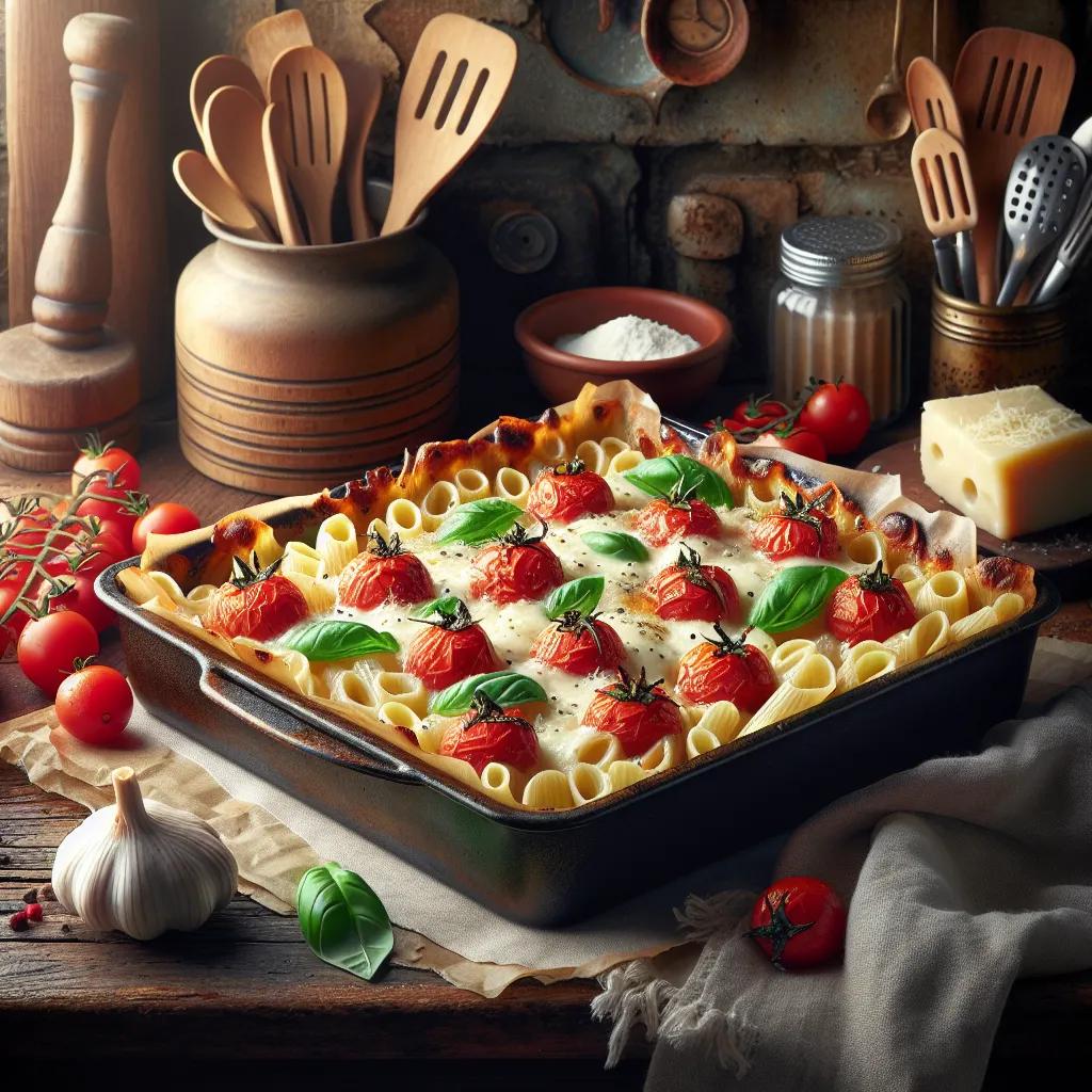 Nudelauflauf mit Tomaten und Käse
