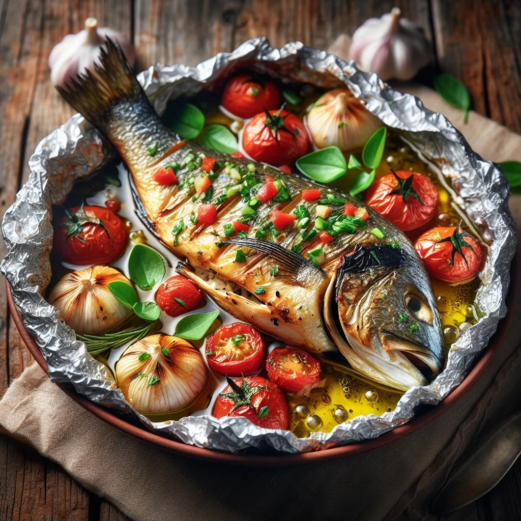 Gegrillter Fisch in Alufolie