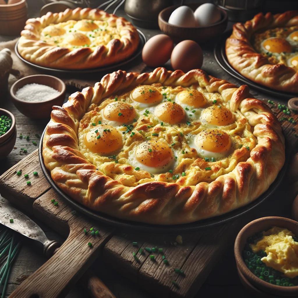 Flammkuchen-Osternester mit Rührei