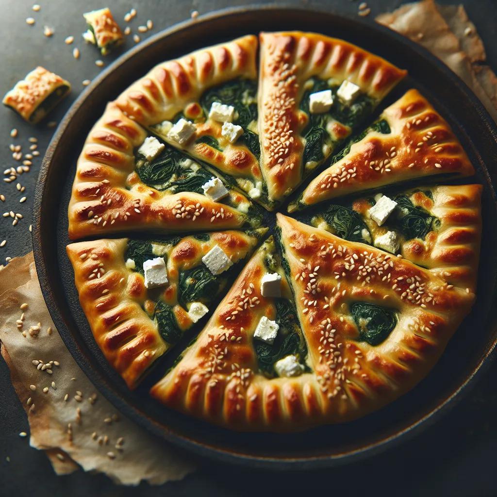 Flammkuchentaschen mit Spinat und Feta