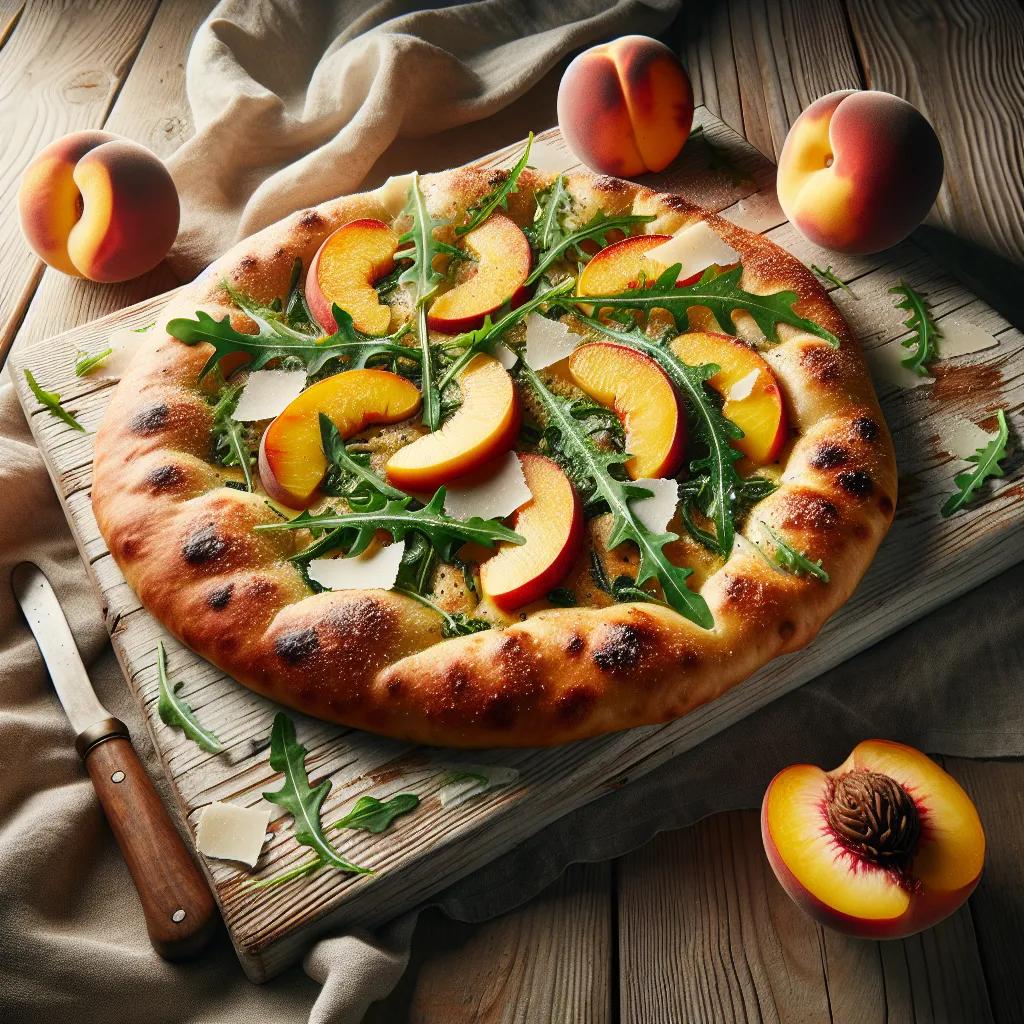 Focaccia mit Rucola und Pfirsich