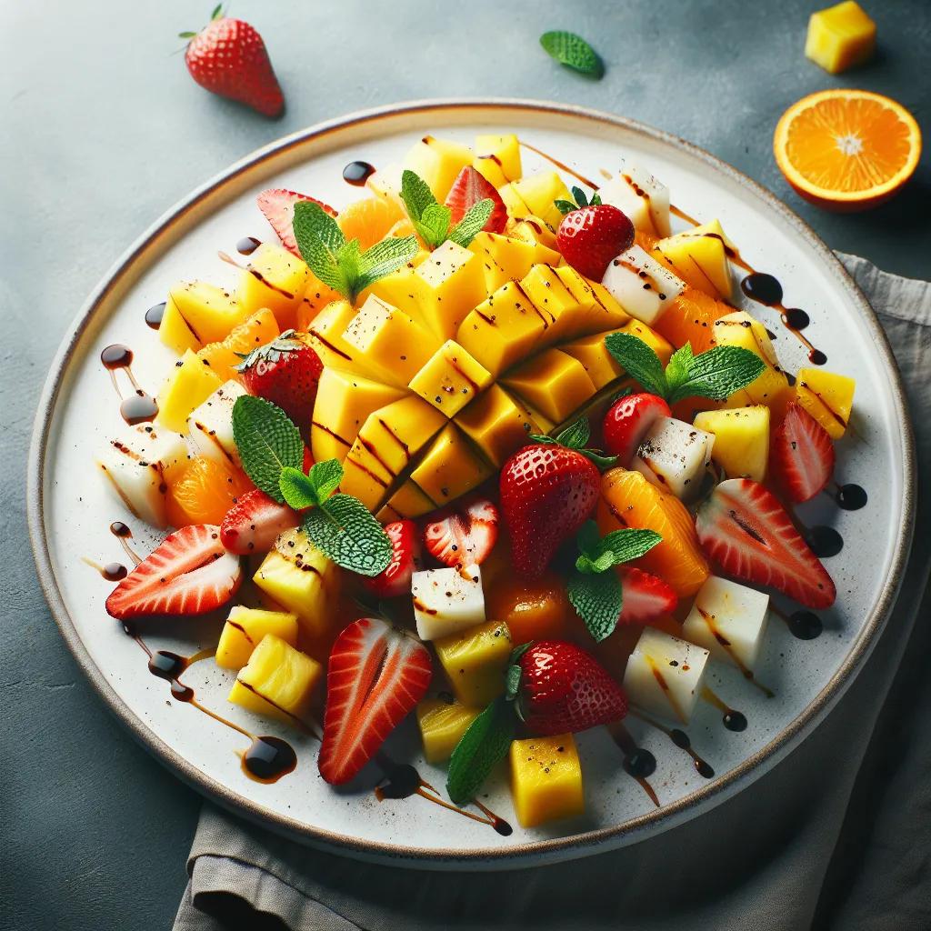 Frischer Fruchtsalat mit Minze und Balsamico