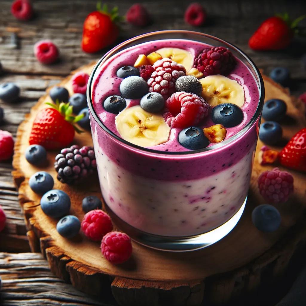 Fruchtiger Smoothie mit Kokos und Beeren