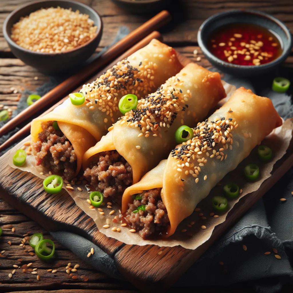 Frühlingsrollen mit Gemüse und Sesam