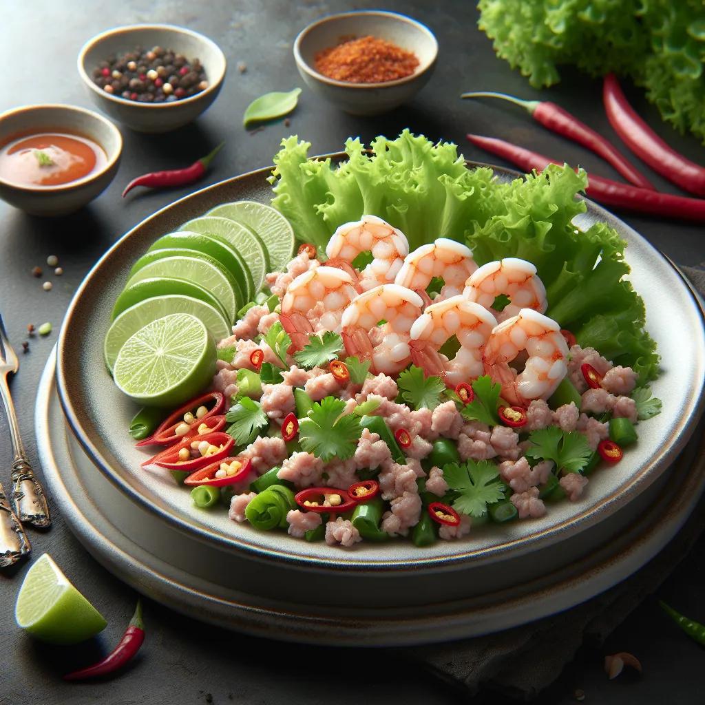 Garnelen-Schweinehack-Salat