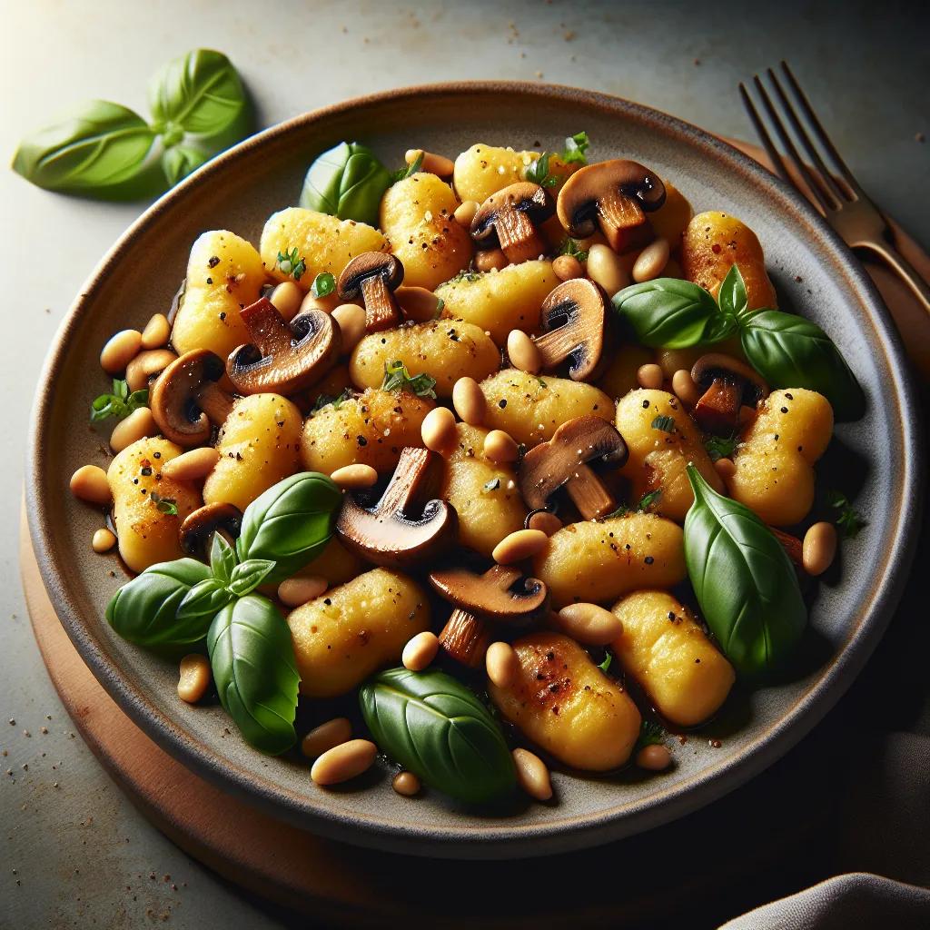 Gnocchi mit Champignons und Pinienkernen