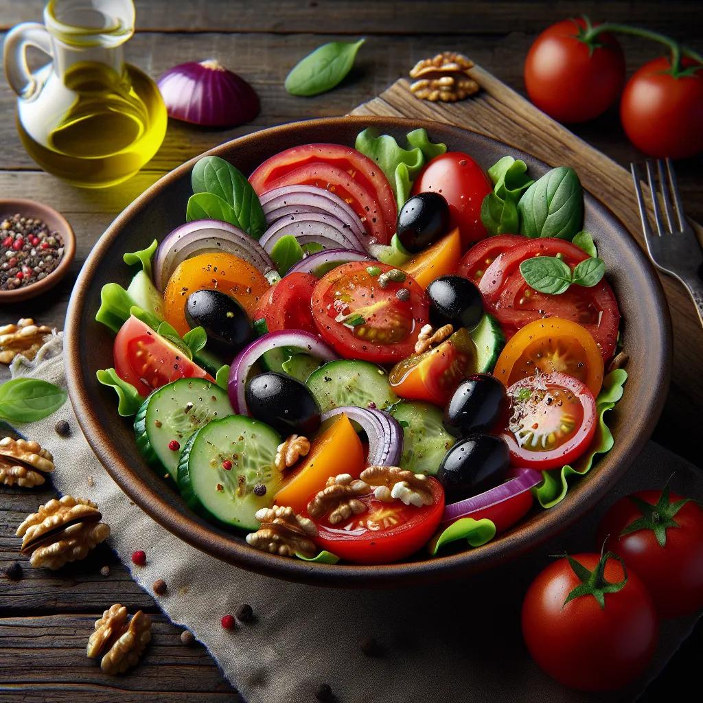 Mediterraner Tomaten-Gurken-Walnuss-Salat