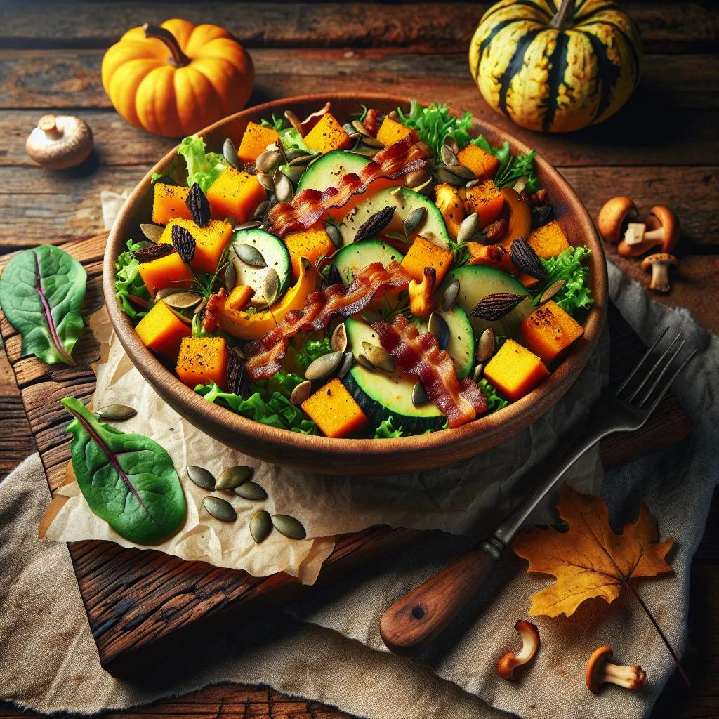 Herbstsalat mit Kürbis und Pfifferlingen