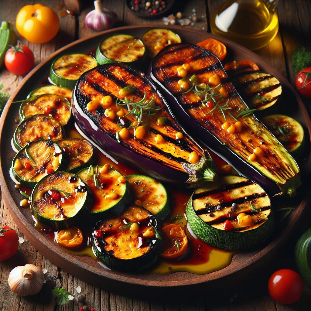Mediterrane Auberginen-Zucchini-Steaks mit Orangen-Balsamico-Glasur
