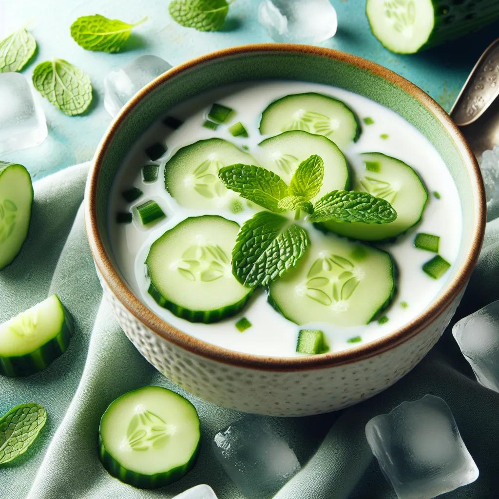 Kalte Gurkensuppe mit Joghurt und Minze