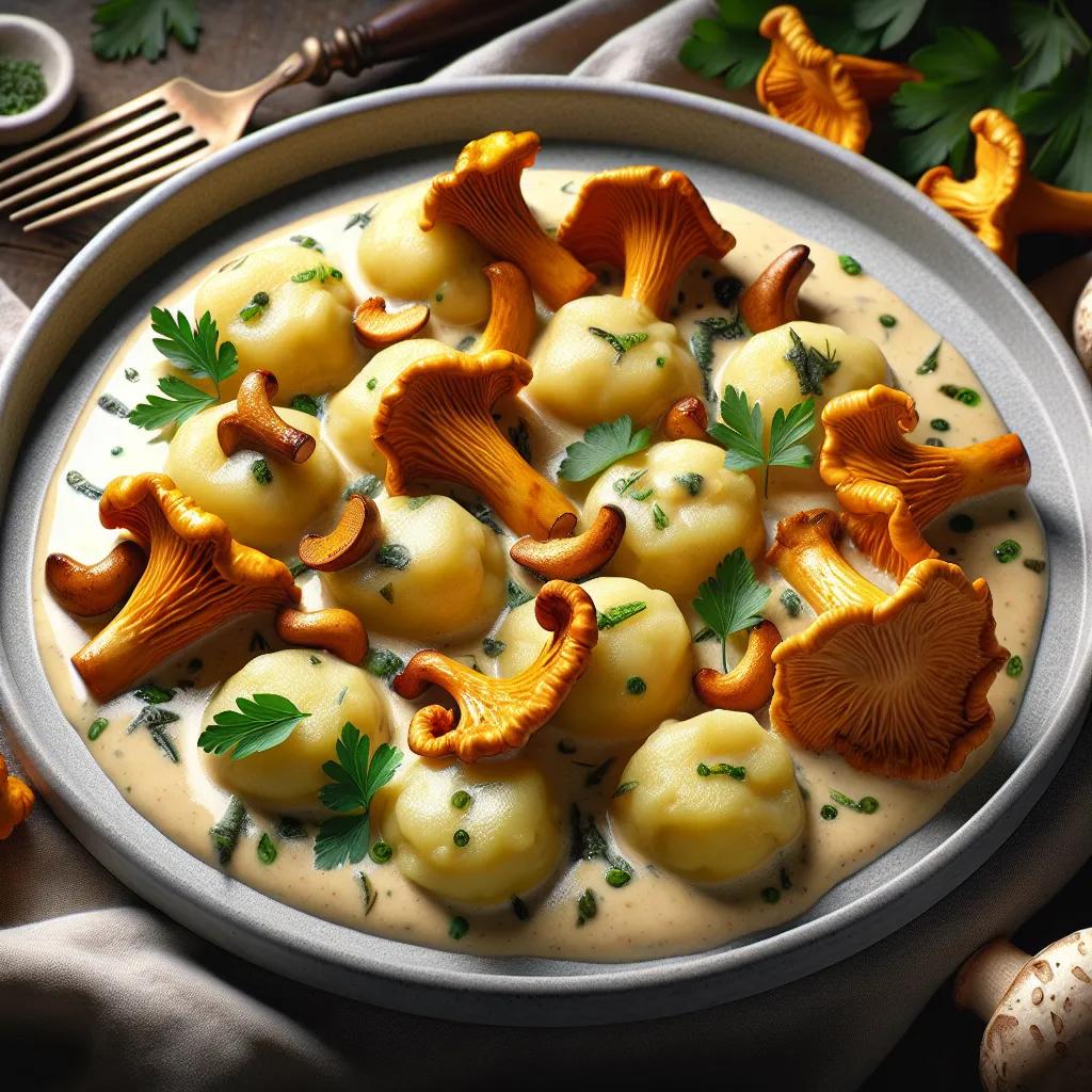 Kartoffelknödel mit Pfifferlingen
