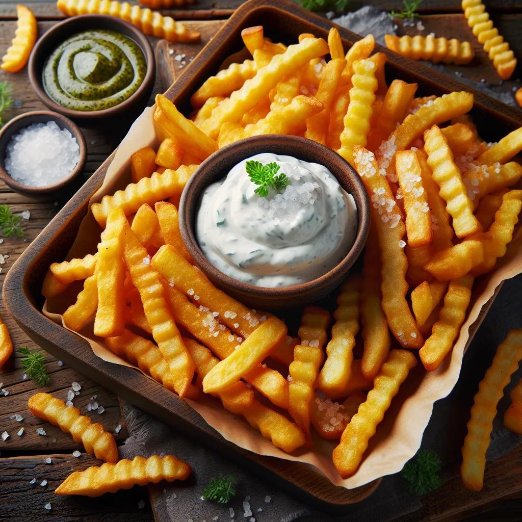 Knusprige Airfryer Pommes mit Kräuterdip