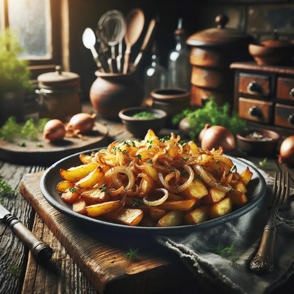 Knusprige Bratkartoffeln mit Zwiebeln