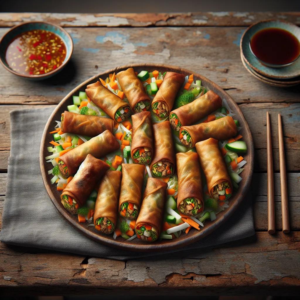 Knusprige Frühlingsrollen mit Gemüse und Hack