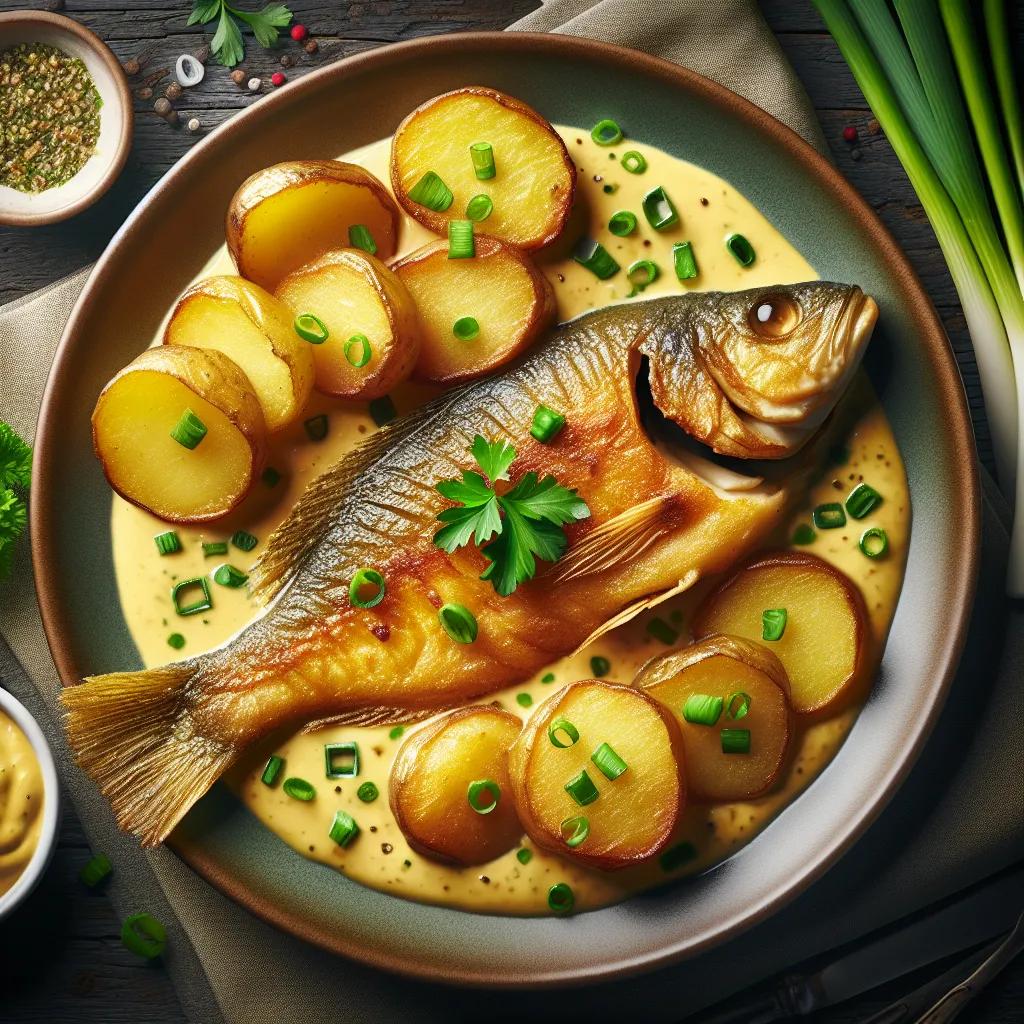 Knuspriger Fisch mit Senfsauce