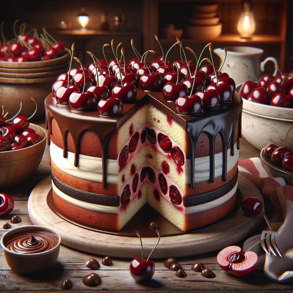 Kuchen mit Kirschen und Buttercreme