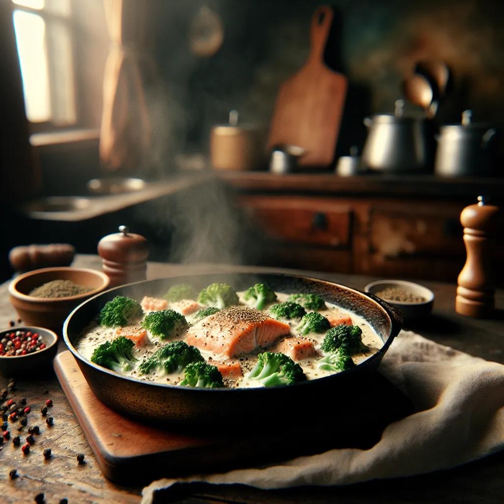 Lachs-Brokkoli-Milchpfanne