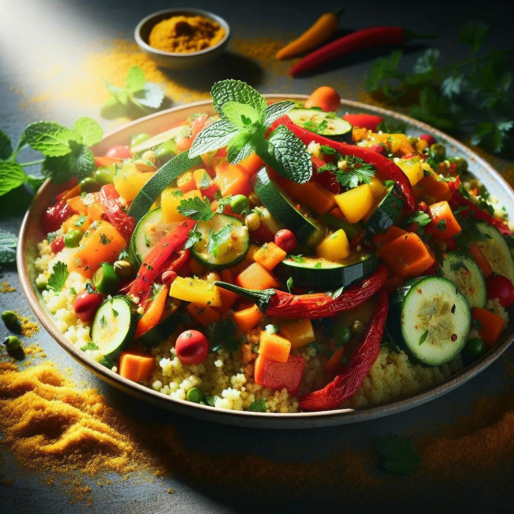 Ayurvedischer Couscous mit Gewürzen und Gemüse