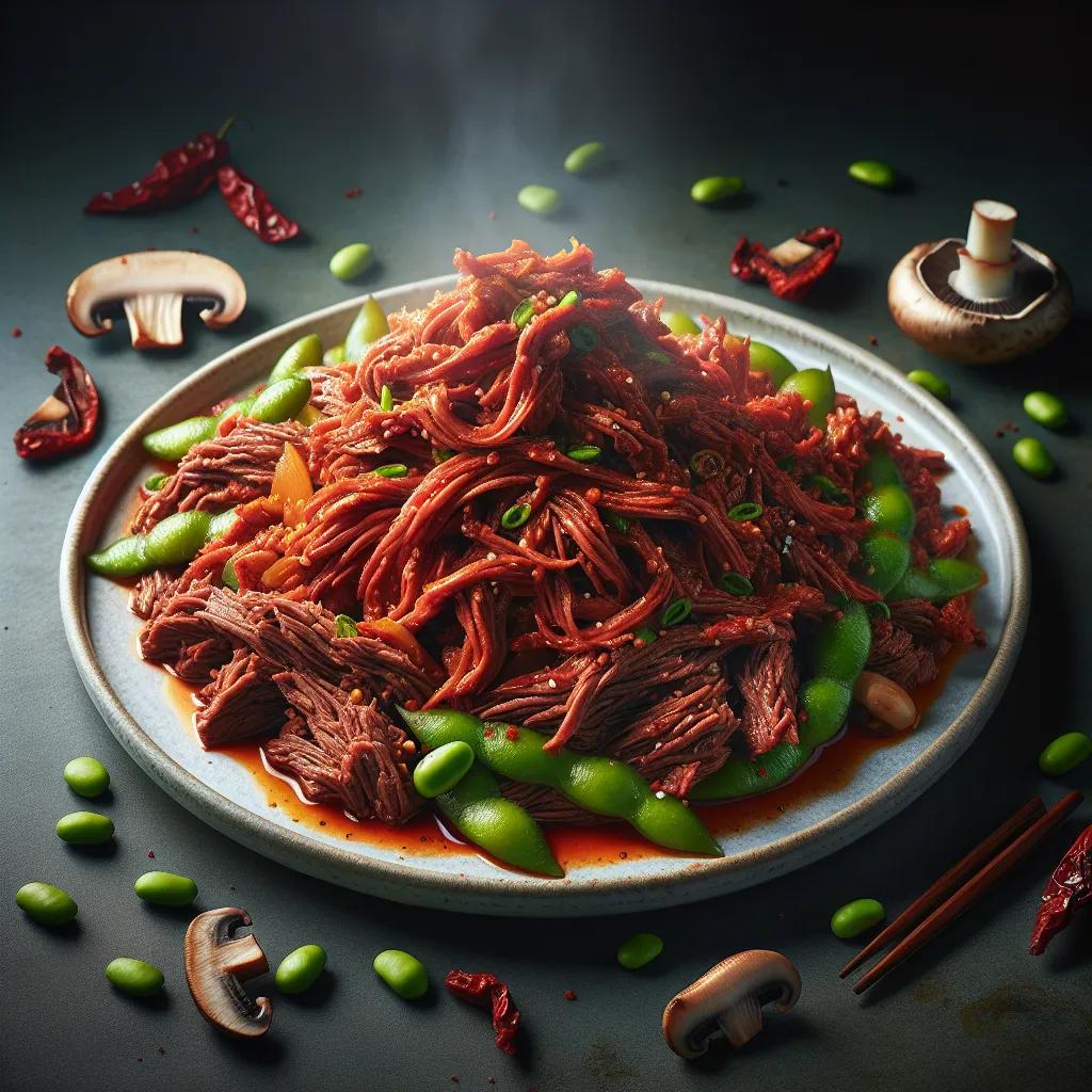 Würziges Rindergeschnetzeltes mit Champignons und Edamame