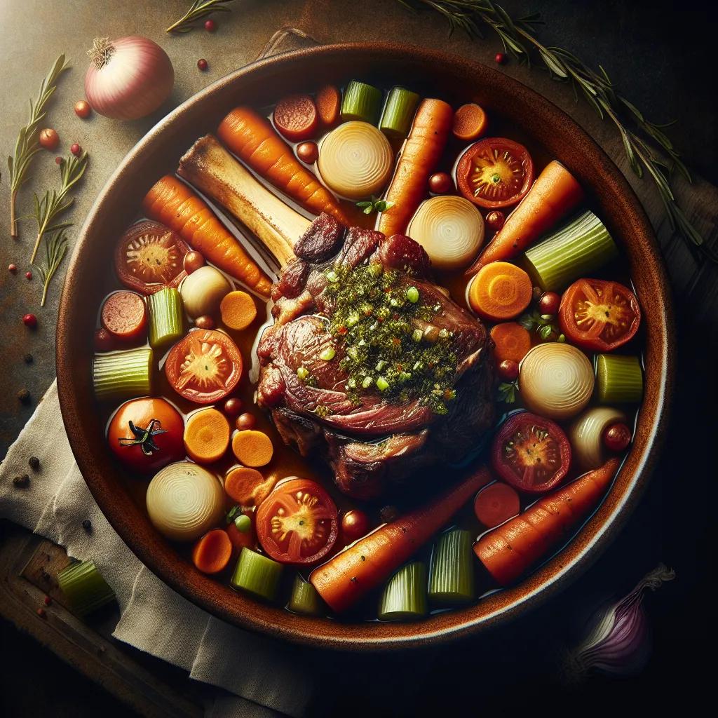 Saftige Kalbshaxe mit Gemüse