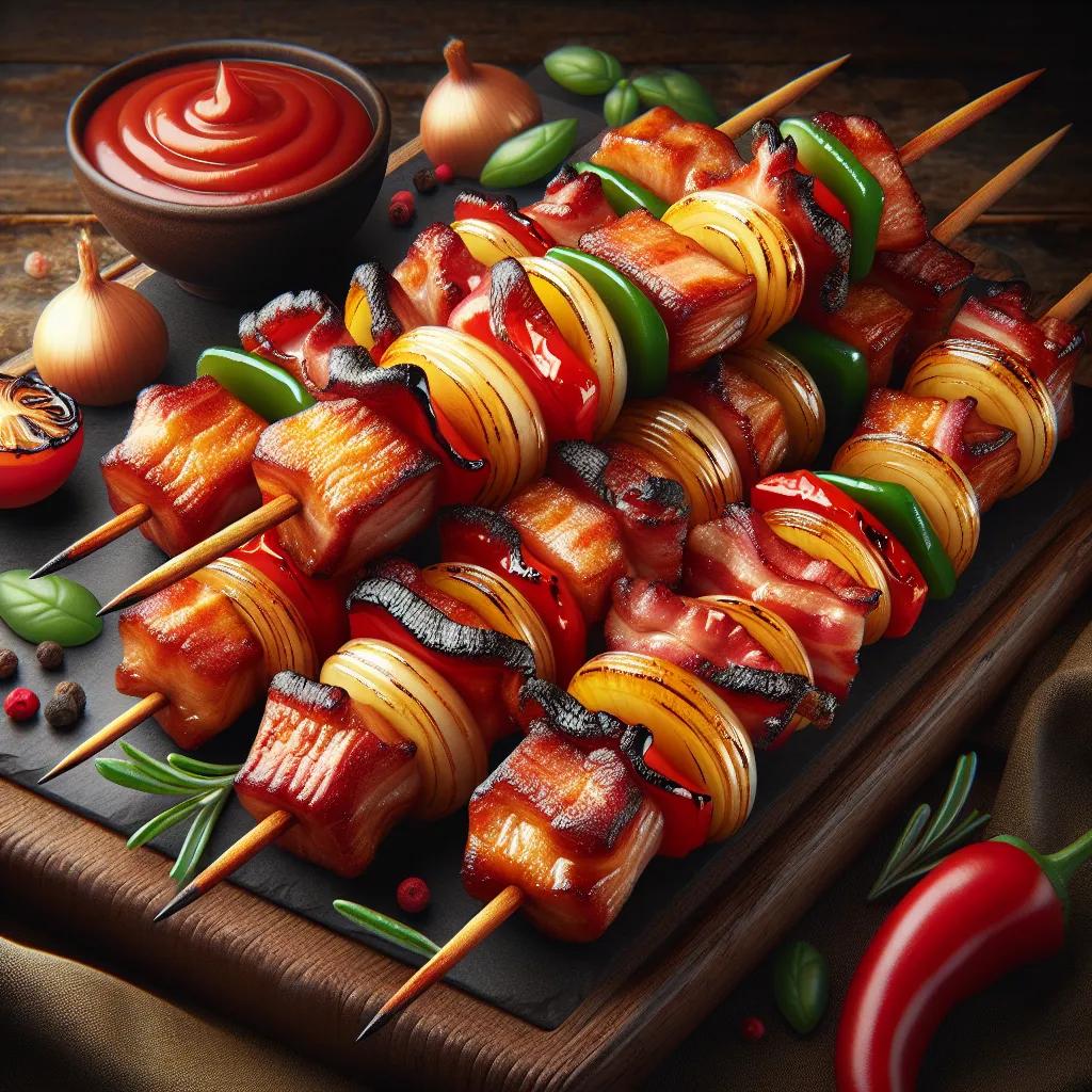 Schaschlik-Spieße mit Ketchup-Sauce