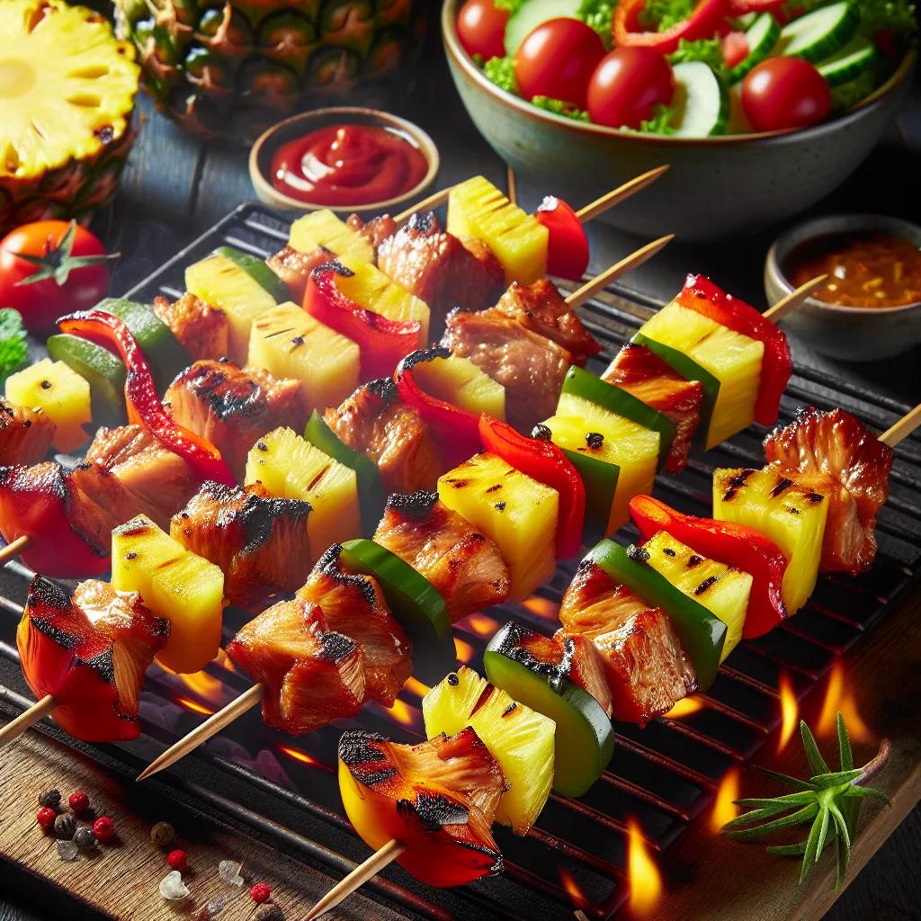 Schaschlik-Spieße mit Ananas