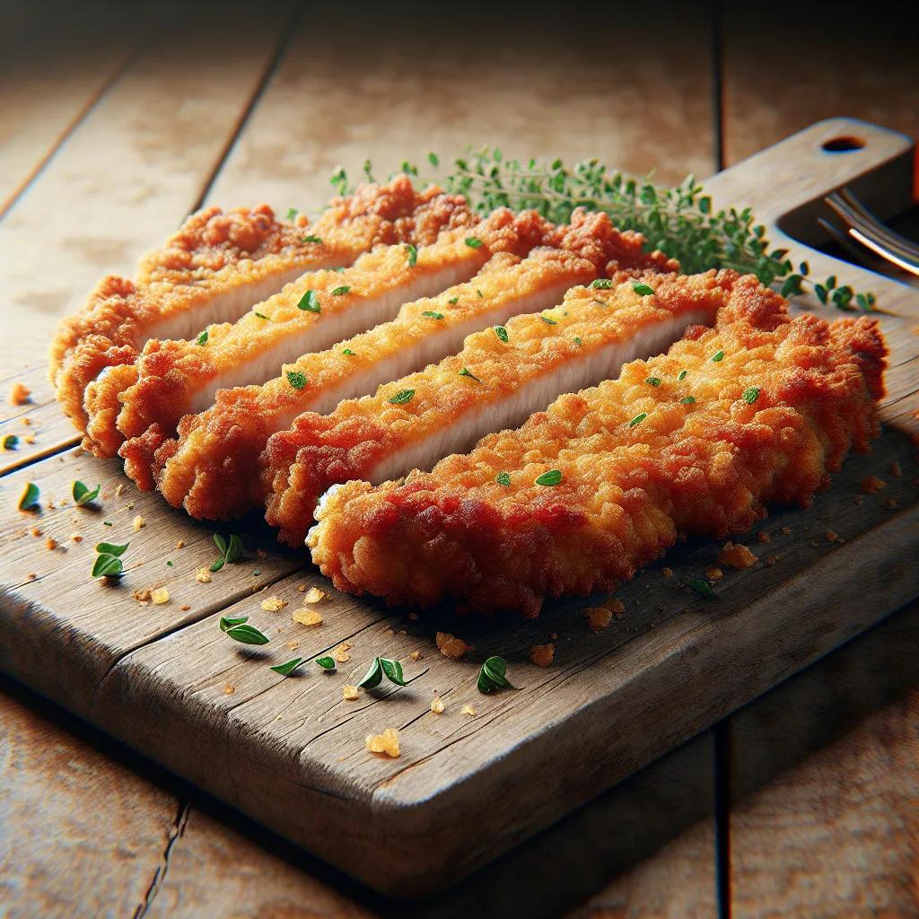 Schnitzel ohne Ei in der Panierung