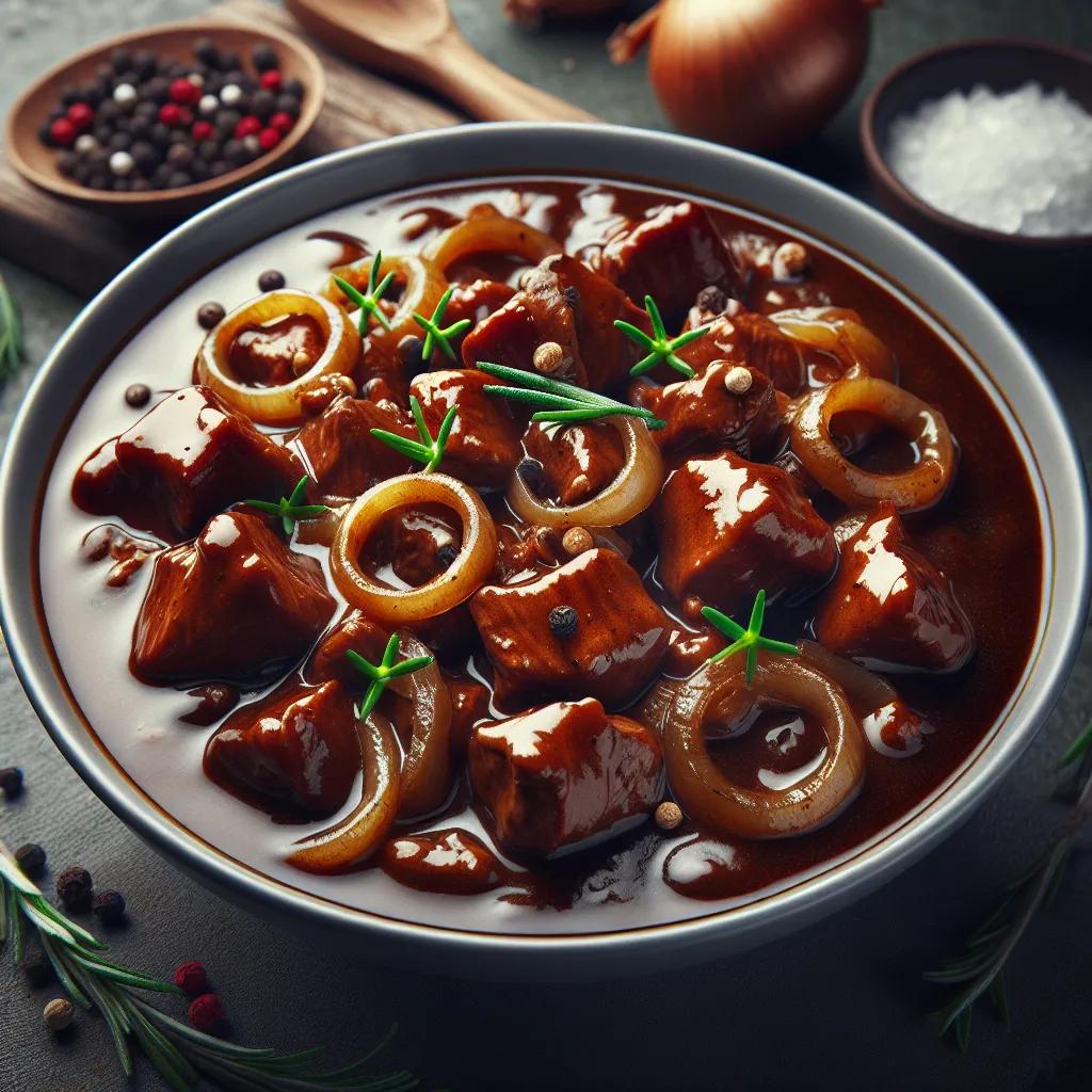 Schweinegulasch im Schwarzbier