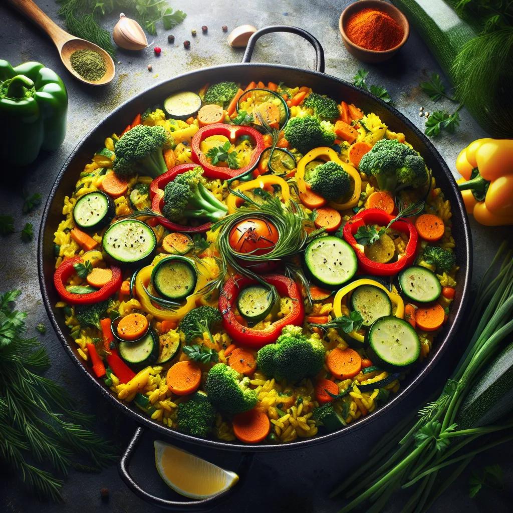 Gemüsepaella mit zusätzlichem Gemüse