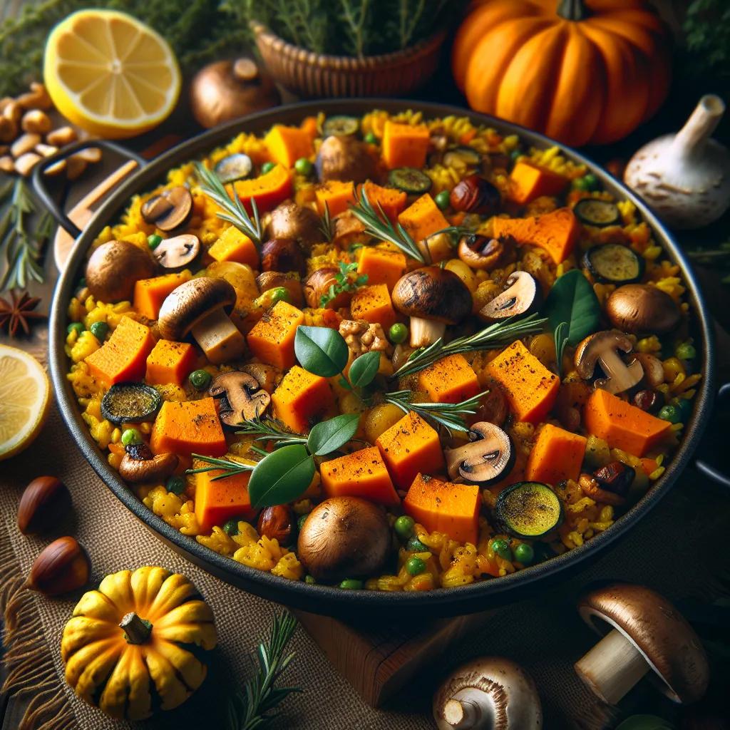 Herbstliche Gemüse-Paella mit Kürbis und Maronen