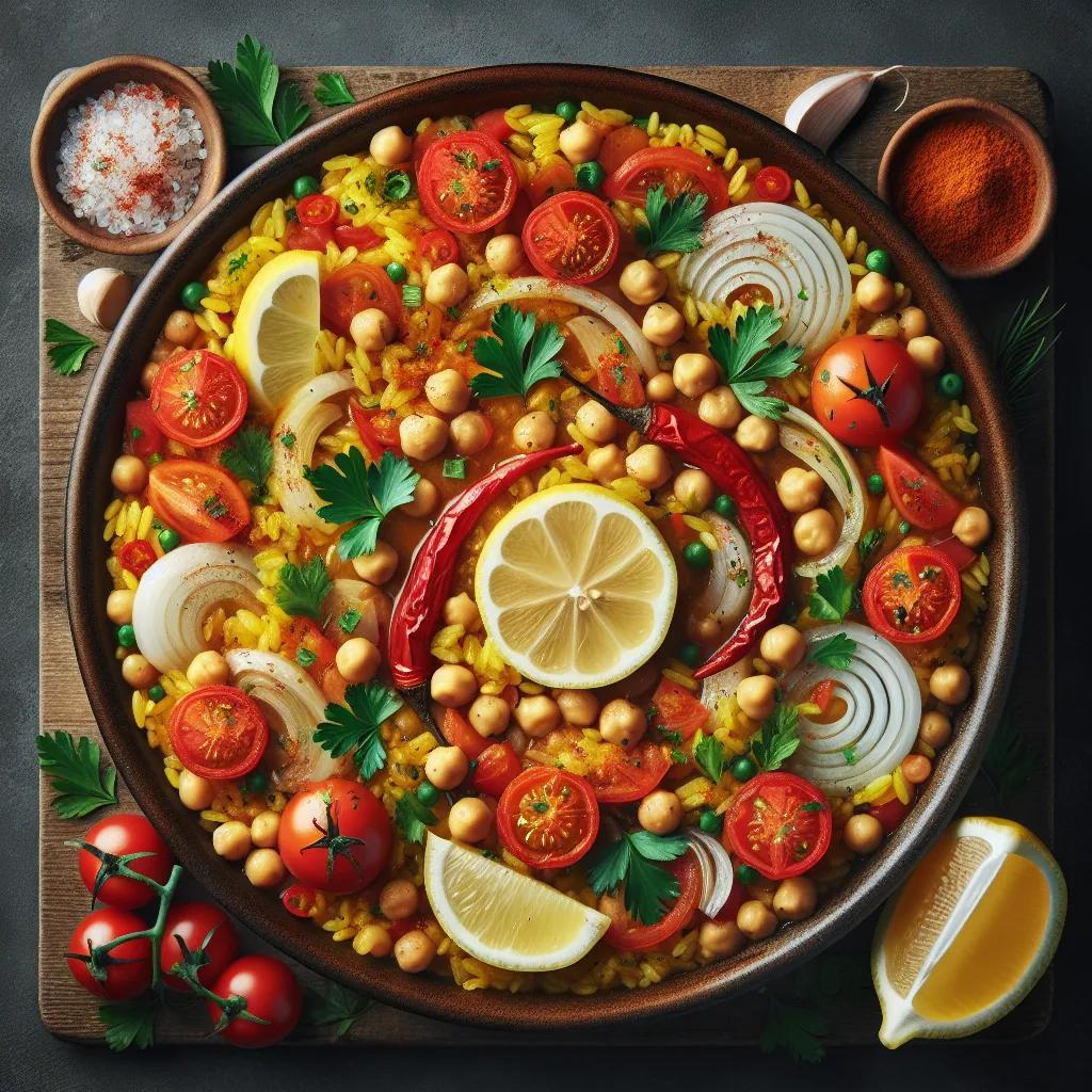 Vegetarische Paella mit Kichererbsen