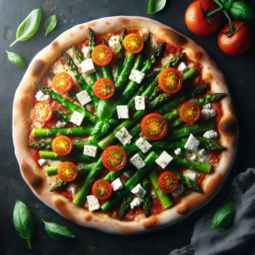 Spargel-Pizza mit Schafskäse