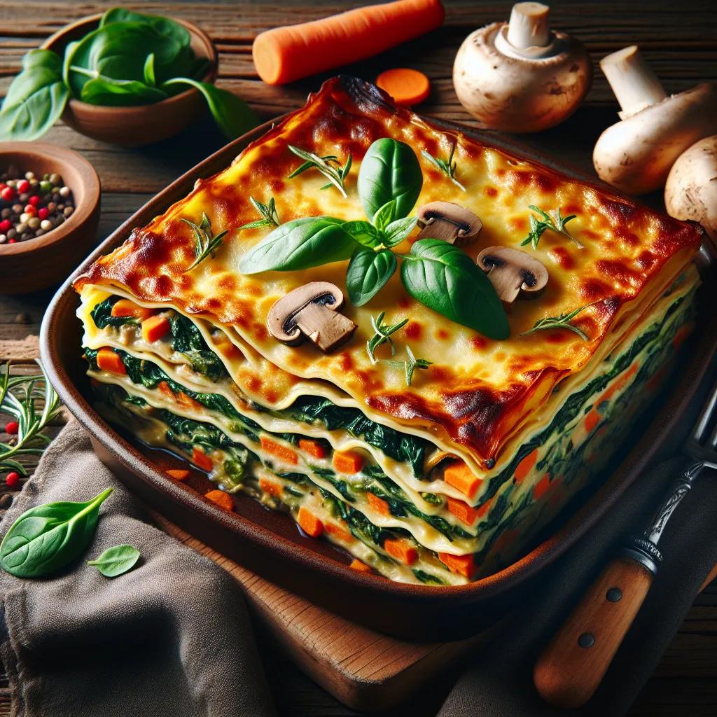 Spinat-Champignon-Karotten-Lasagne
