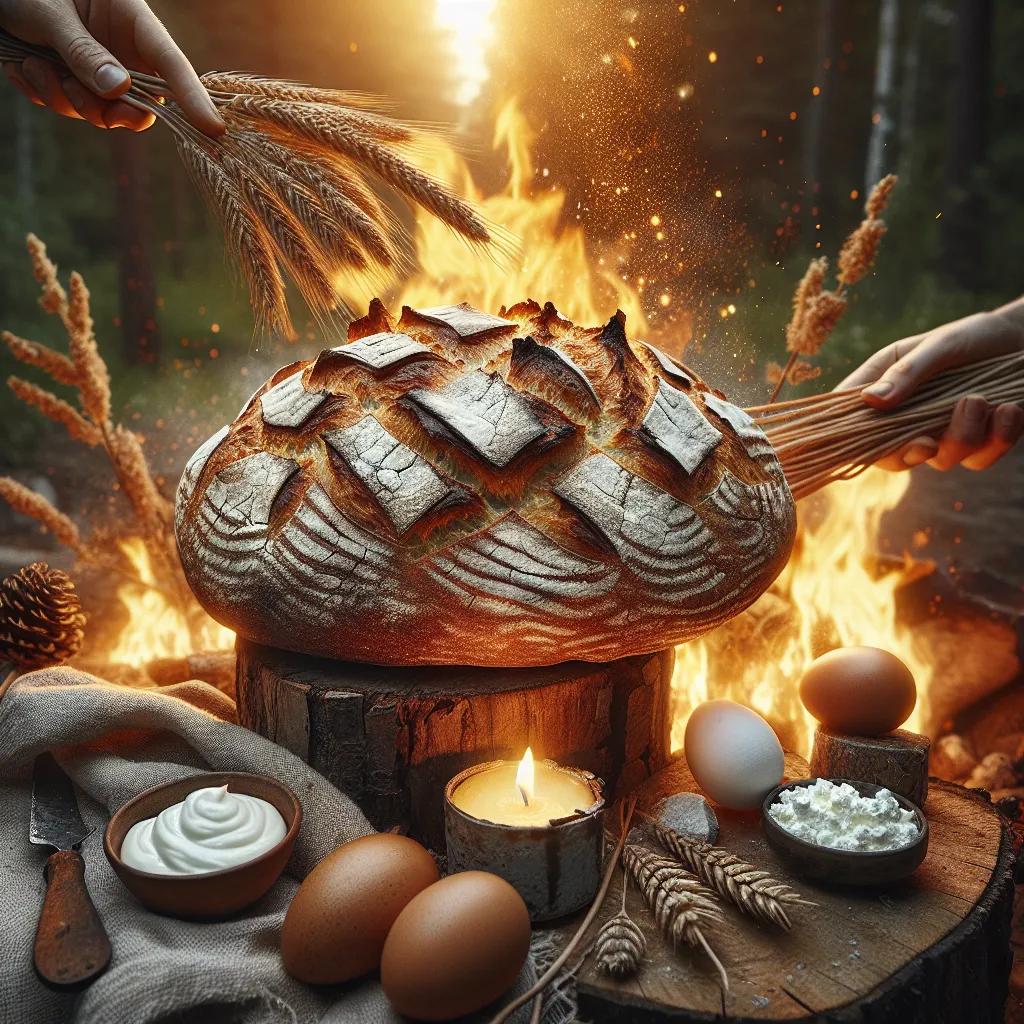 Stockbrot über dem Feuer