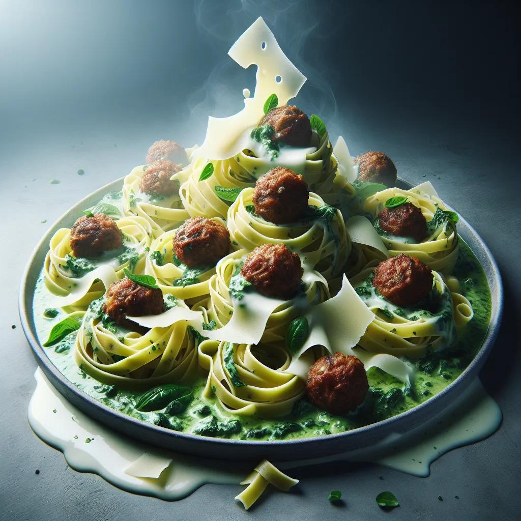 Tagliatelle mit Spinat und Bratwurst