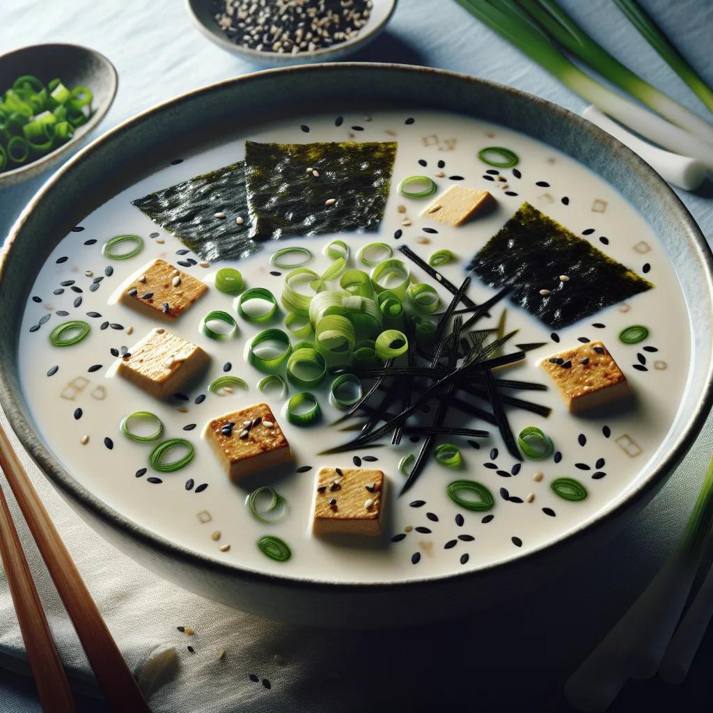 Miso-Kokosmilch-Suppe mit Tofu und Algen