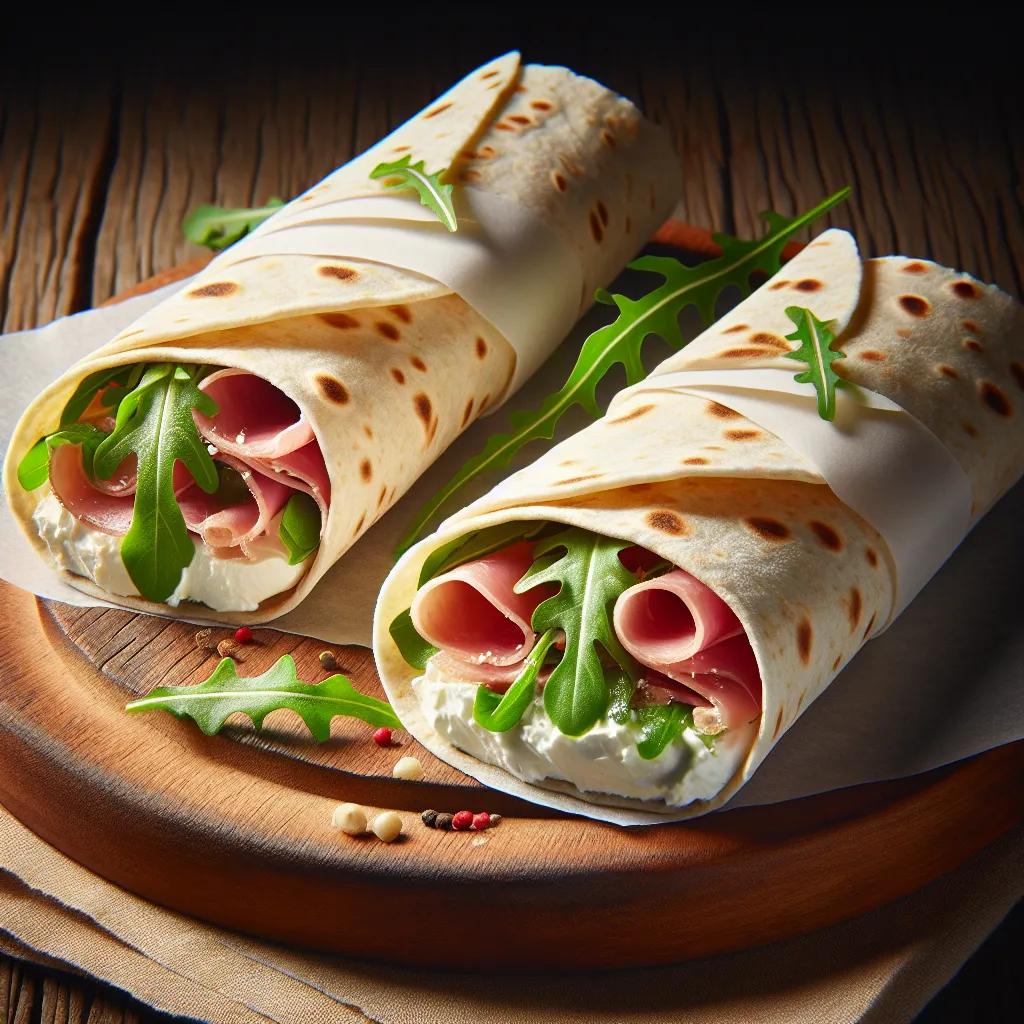 Weizentortilla-Wraps mit Frischkäse und Parmaschinken