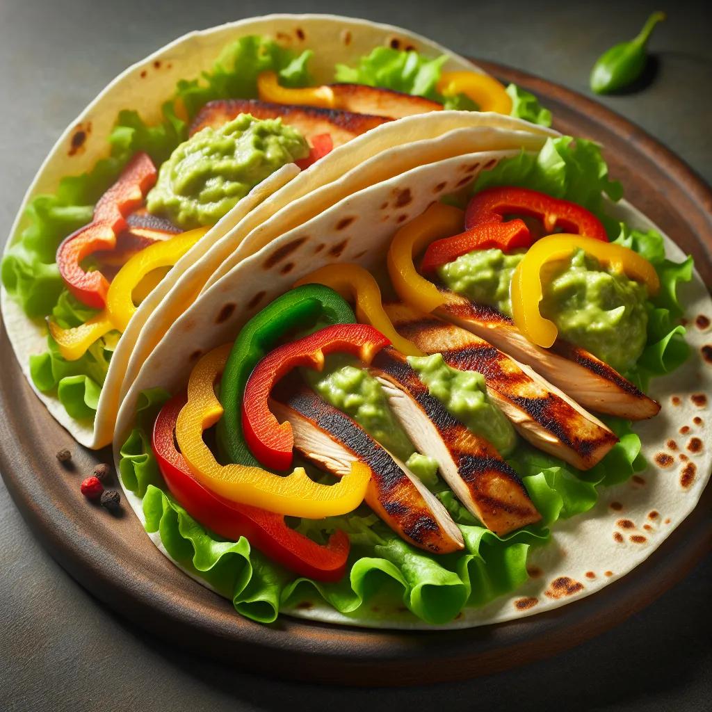 Weizentortillas mit Hühnerbrust und Guacamole