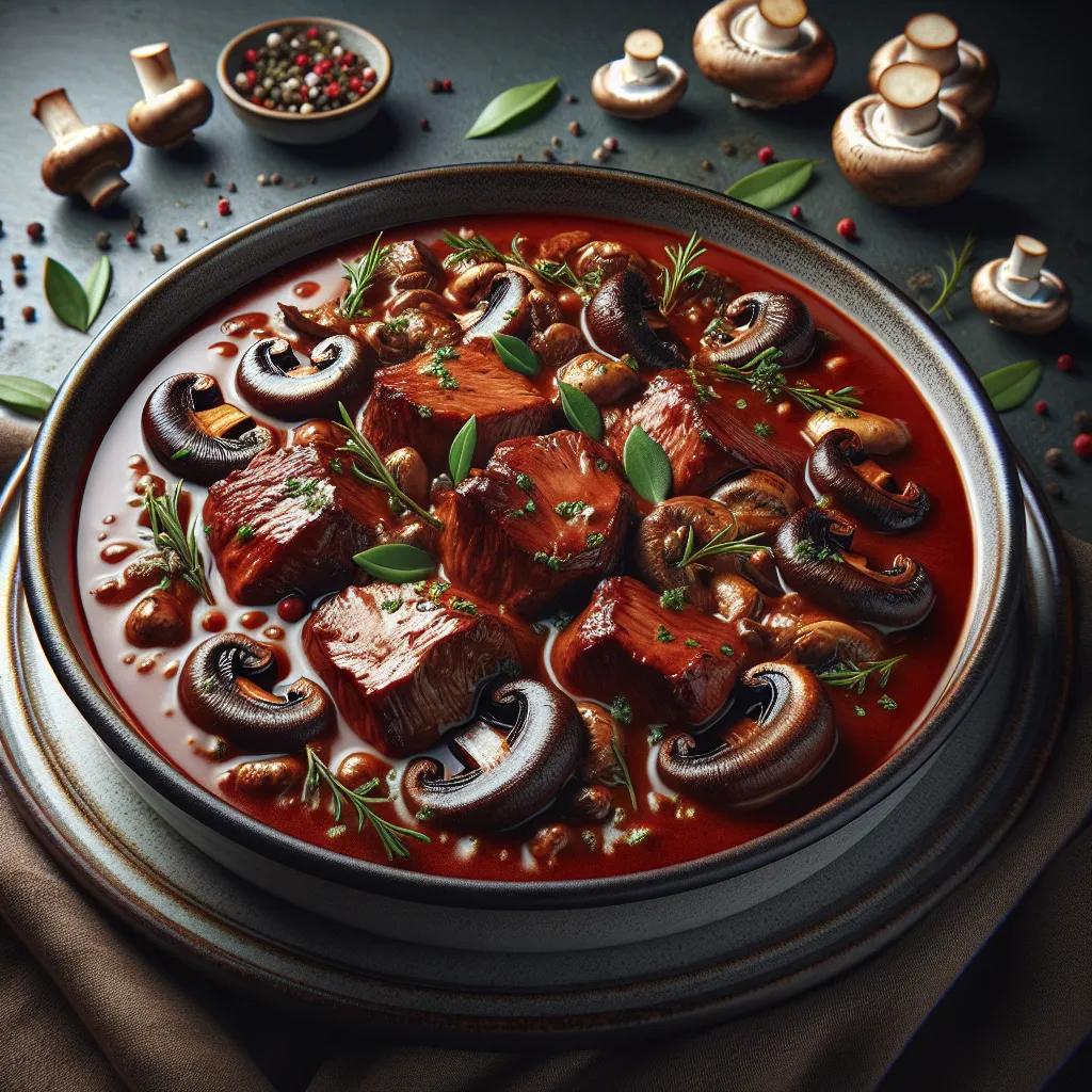 Wildschwein-Gulasch mit Pilzen